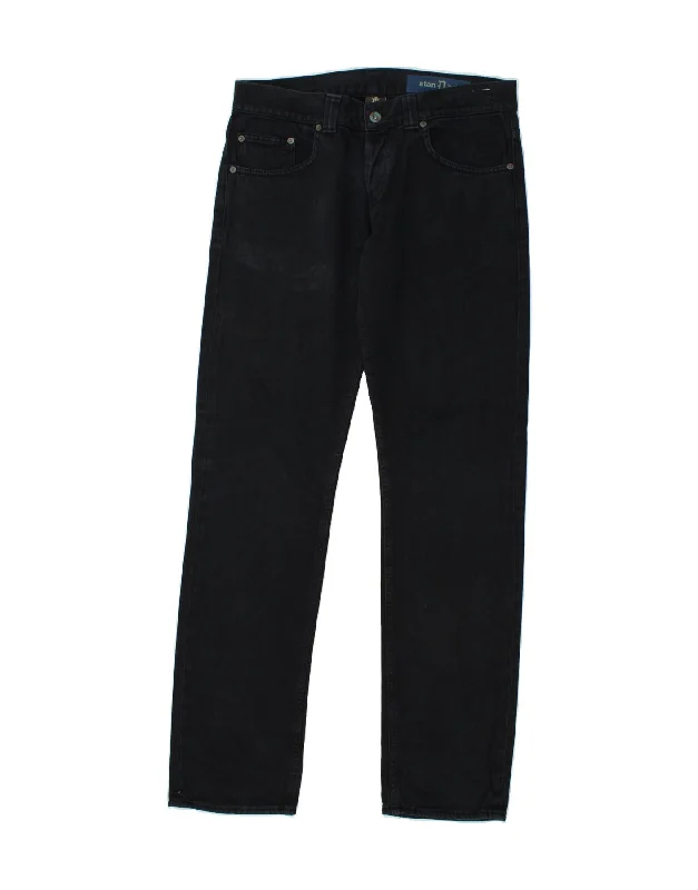 DUNLOP Mens Straight Jeans W32 L33 Black Cotton