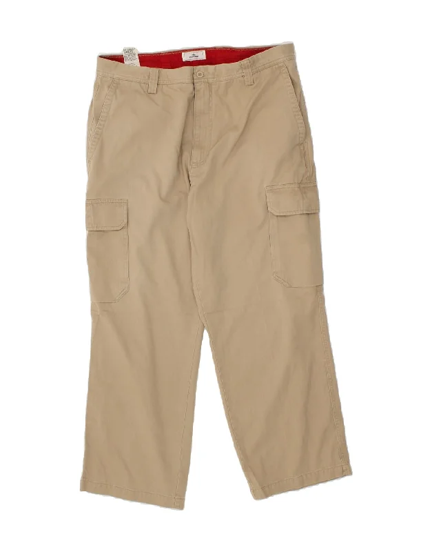 DOCKERS Mens Straight Relaxed Fit Cargo Trousers W36 L29 Beige Cotton