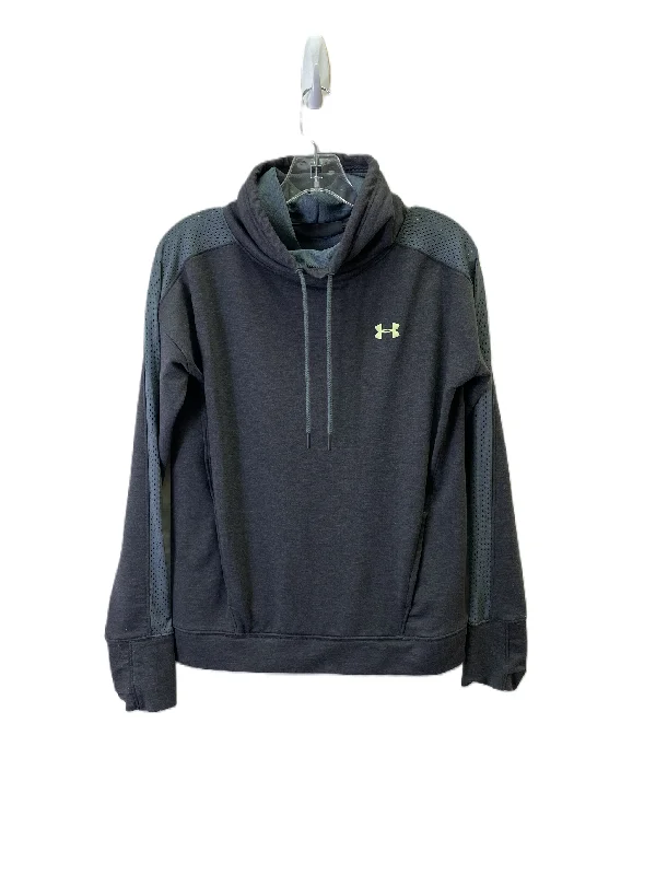 Athletic Top Long Sleeve Collar By Under Armour In Grey, Size: S