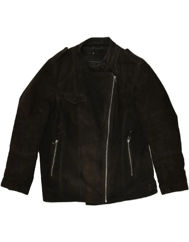 VINTAGE Mens Leather Jacket IT 50 Large Black Leather