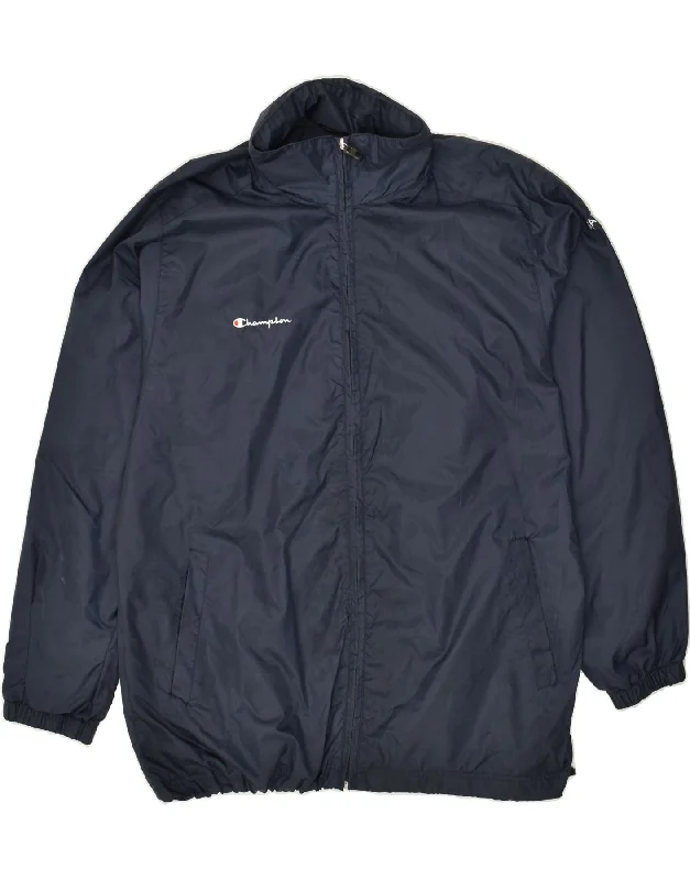 CHAMPION Mens Hooded Rain Jacket UK 40 Large Navy Blue Polyamide