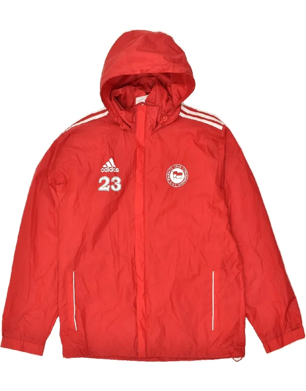 ADIDAS Mens Graphic Hooded Rain Jacket UK 40/42 Medium Red Polyester