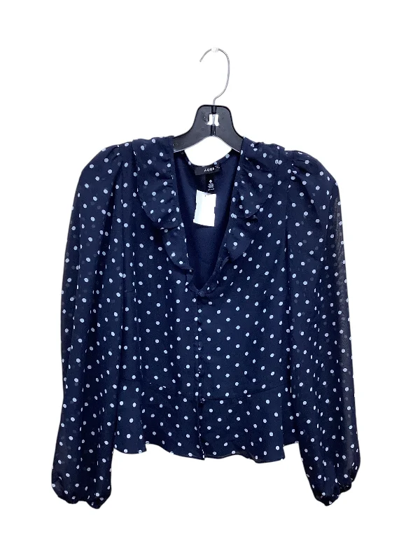 Top Long Sleeve By Aqua In Polkadot Pattern, Size: Xs