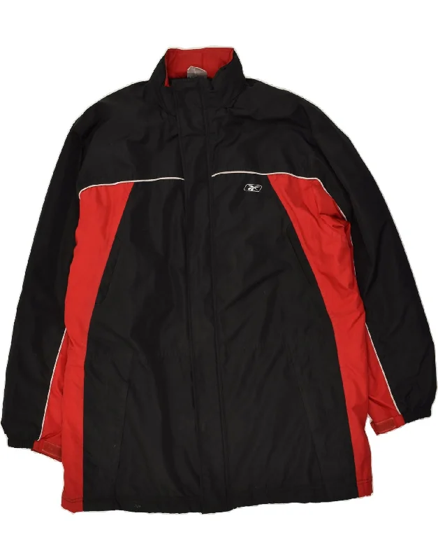 REEBOK Mens Windbreaker Jacket UK 42 XL Black Colourblock Polyester