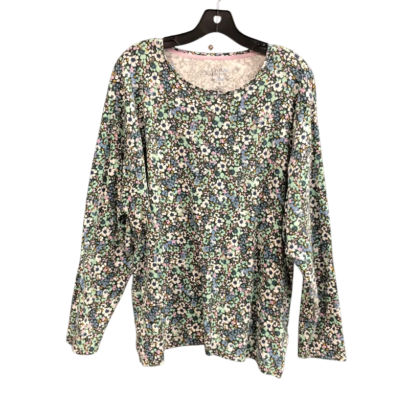 Top Long Sleeve Basic By Croft And Barrow In Floral Print, Size: 3x