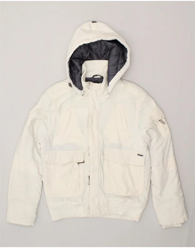 JACK & JONES Mens Hooded Padded Jacket UK 36 Small White