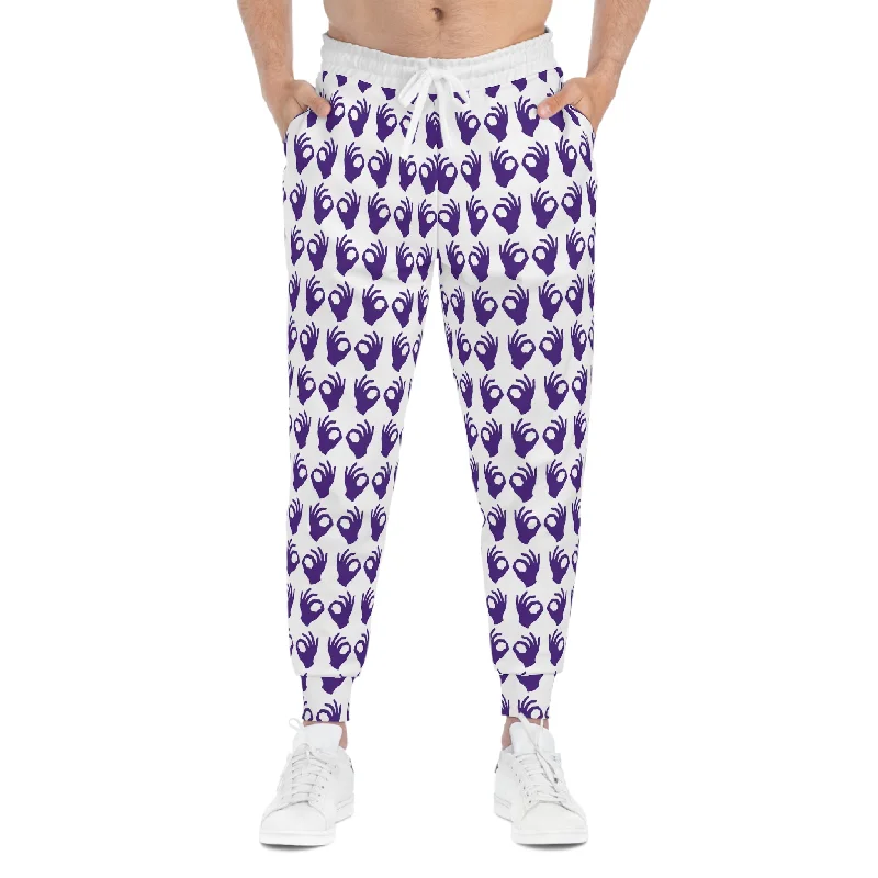 Athletic Joggers - White/Purple Griddy