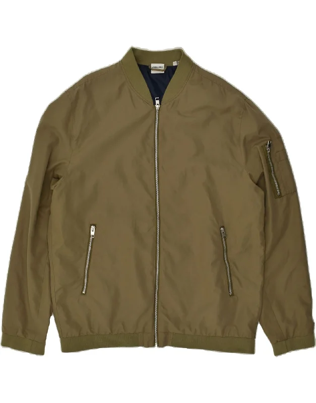 JACK & JONES Mens Bomber Jacket UK 44 2XL Khaki