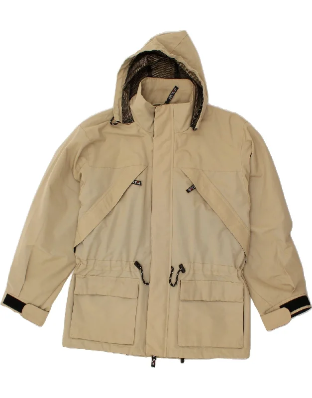 EXPANDER BY SECTOR Mens Hooded Parka Jacket UK 36 Small Beige Polyester