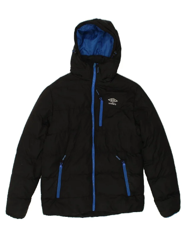 UMBRO Mens Hooded Padded Jacket UK 38 Medium Black Polyester