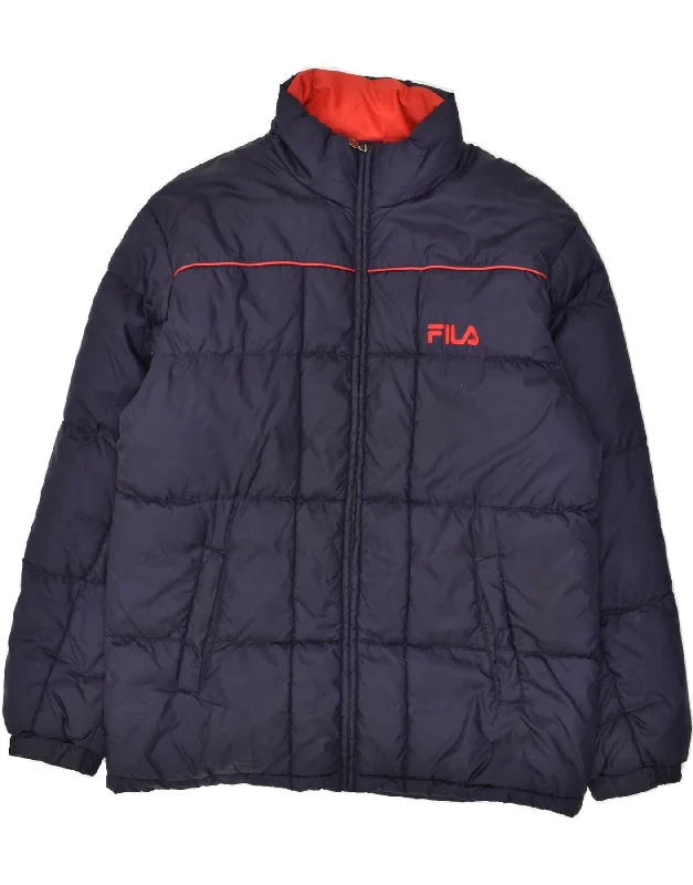 FILA Mens Padded Jacket UK 44 2XL Navy Blue Nylon