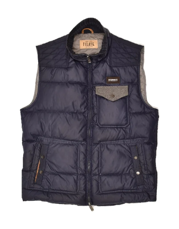 ALVIERO MARTINI Mens Padded Gilet UK 36 Small Navy Blue