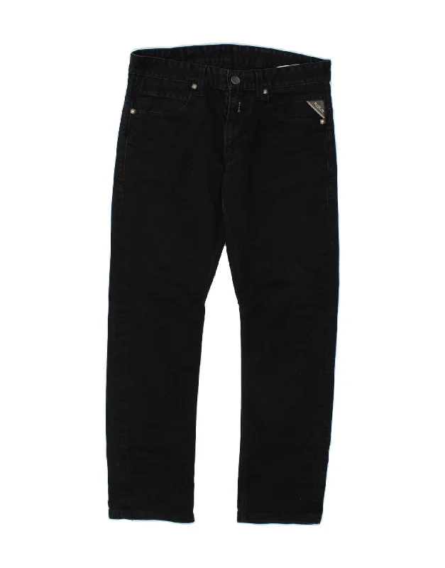 REPLAY Mens Straight Jeans W31 L28 Black Cotton