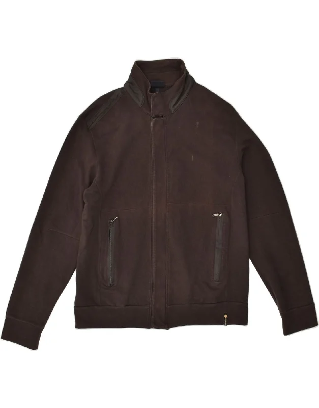 TRUSSARDI Mens Bomber Jacket UK 40 Large Brown Cotton