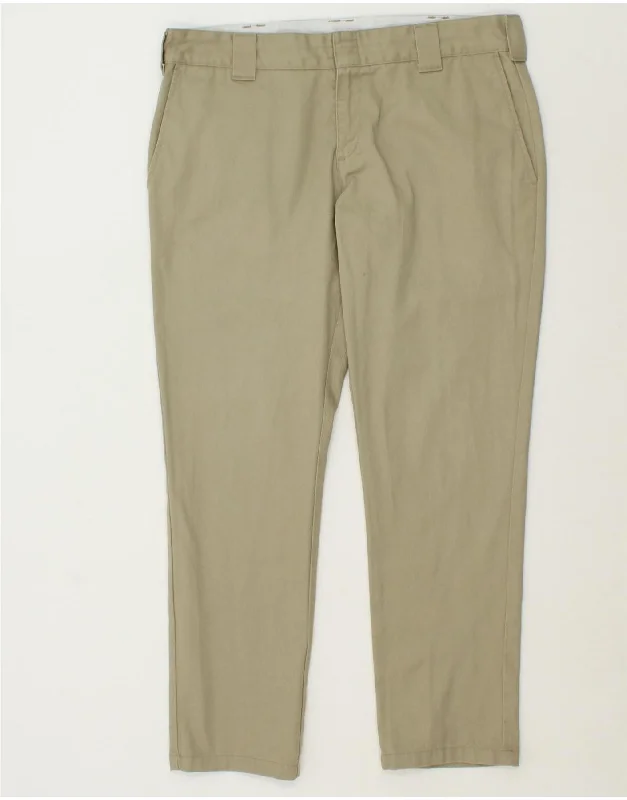 DICKIES Mens Slim Fit Chino Trousers W34 L30  Beige Cotton