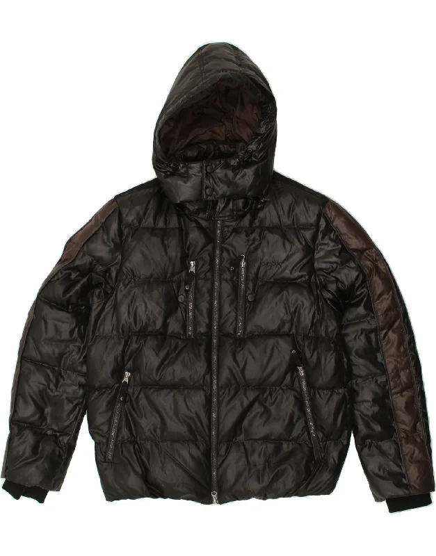 GEOX Mens Hooded Padded Jacket UK 46 3XL Brown Polyester