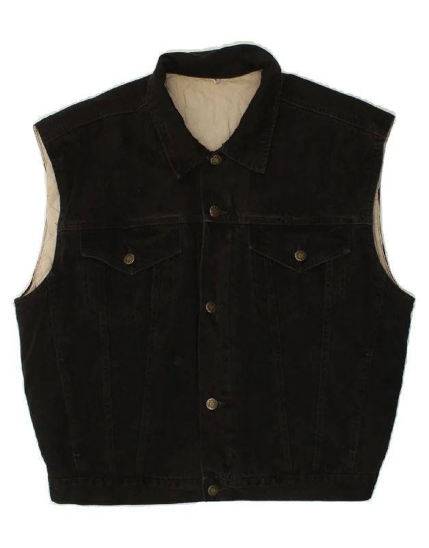 JEP'S Mens Denim Gilet UK 38 Medium Black Cotton