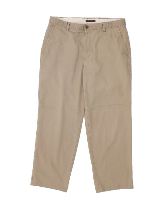 DOCKERS Mens Straight Chino Trousers W36 L30 Beige Cotton