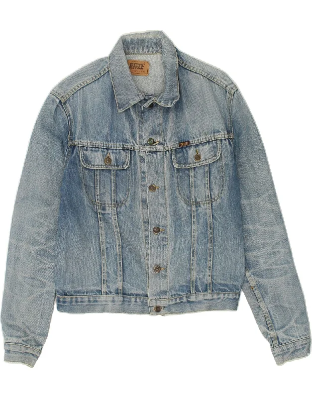 RIFLE Mens Denim Jacket IT 48 Medium Blue