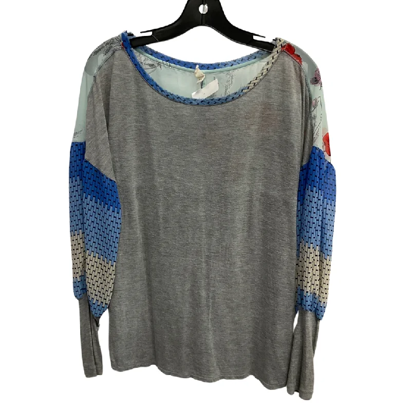 Top Long Sleeve By Tiny In Blue & Grey, Size: L