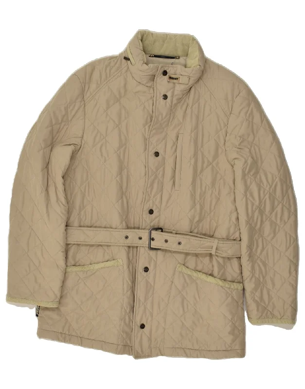 HUSKY Mens Quilted Jacket UK 38 Medium Beige Polyester