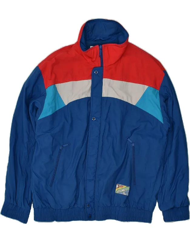 MAIER Mens Windbreaker Jacket IT 54 2XL Blue Colourblock Polyamide