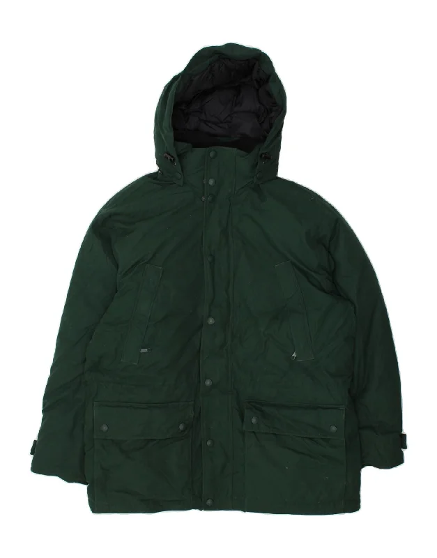 EDDIE BAUER Mens Hooded Padded Jacket UK 40 Large Green Polyester