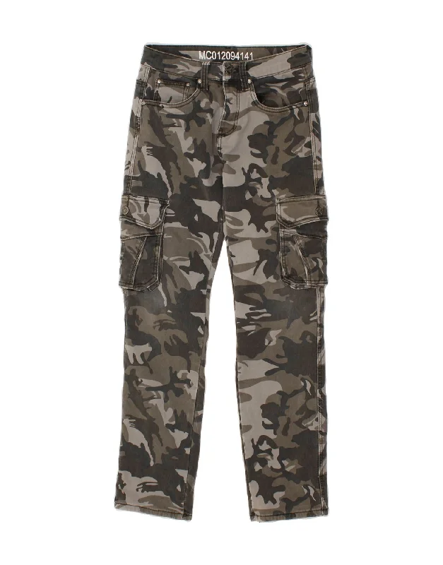 MC 012094141  Mens Slim Cargo Trousers W30 L32 Grey Camouflage Cotton