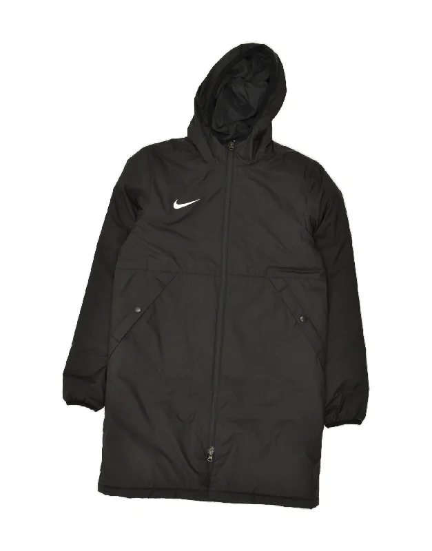 NIKE Mens Hooded Windbreaker Coat UK 36 Small Black Polyester