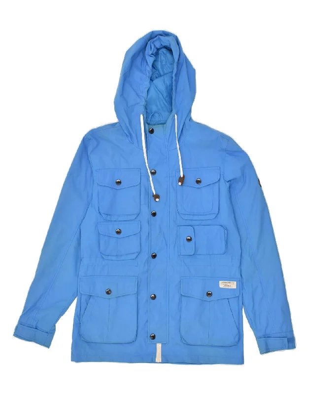 JACK & JONES Mens Hooded Utility Jacket UK 36 Small Blue Nylon