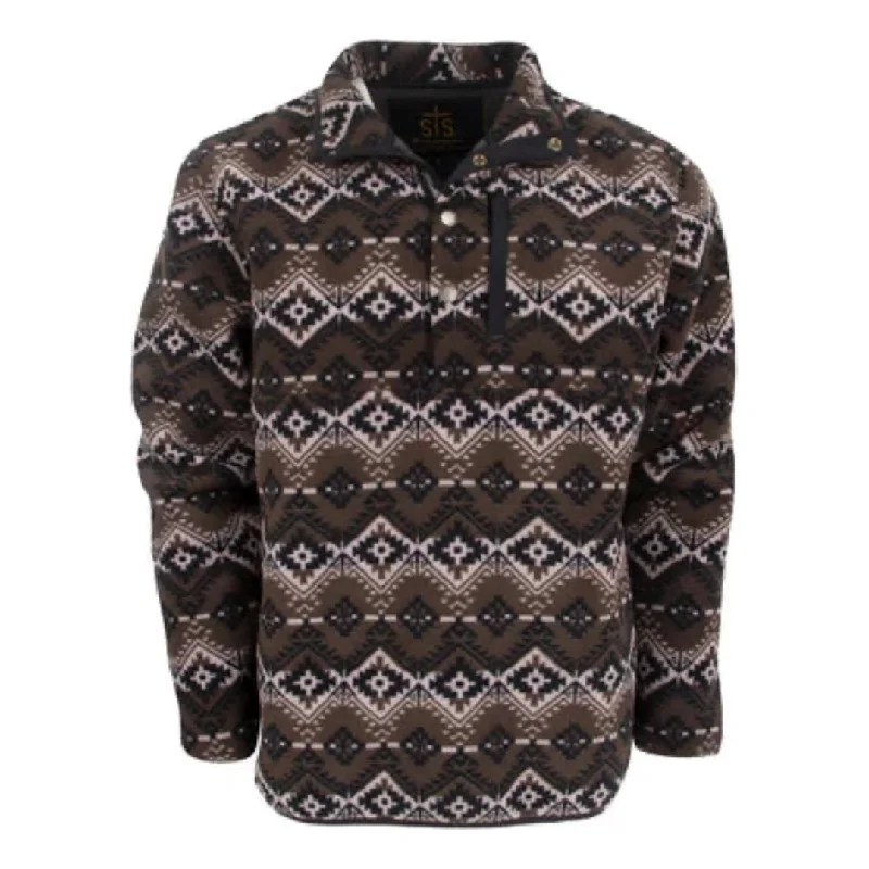 STS MEN'S WREN AZTEC FLEECE PULLOVER JACKET - BLACK STS-2738