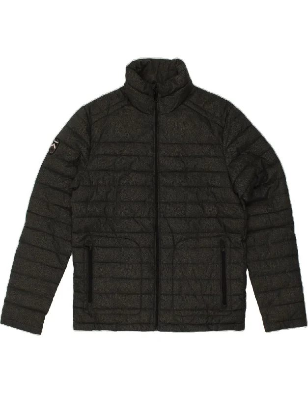 SUPERDRY Mens Padded Jacket UK 40 Large Grey Herringbone Polyester