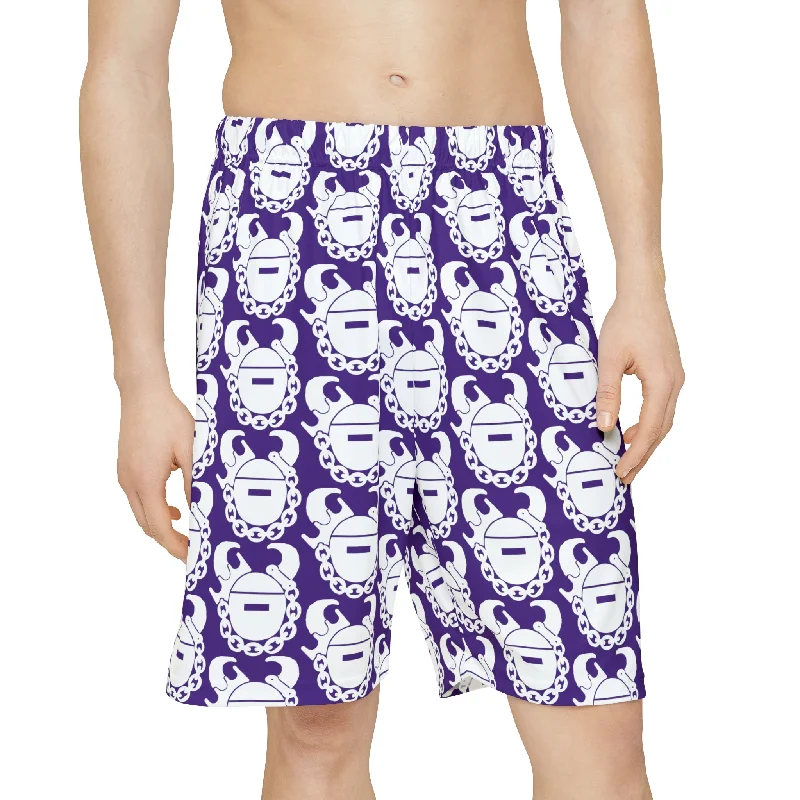 Men’s Sports Shorts - White/Purple Helmets