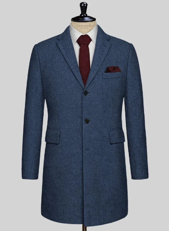 Rope Weave Persian Blue Tweed Overcoat