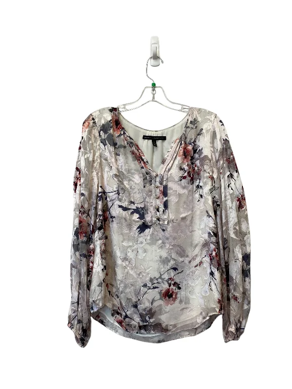 Top Long Sleeve By White House Black Market In Floral Print, Size: 8