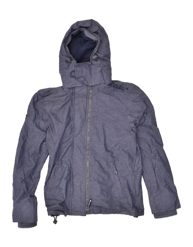 SUPERDRY Mens The Windcheater Hooded Windbreaker Jacket UK 36 Small Blue