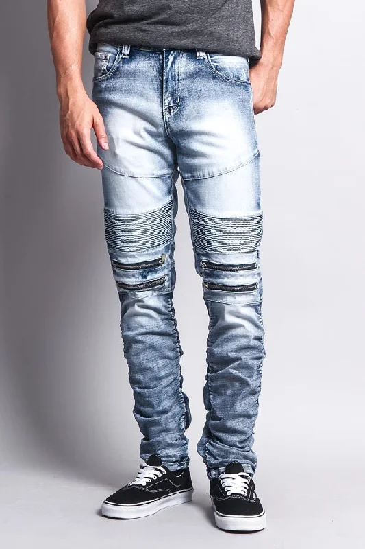 Scrunch Stacked Biker Jeans