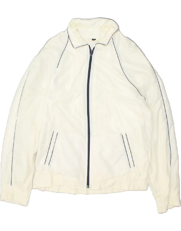 VINTAGE Mens Bomber Jacket UK 36 Small Off White Polyamide