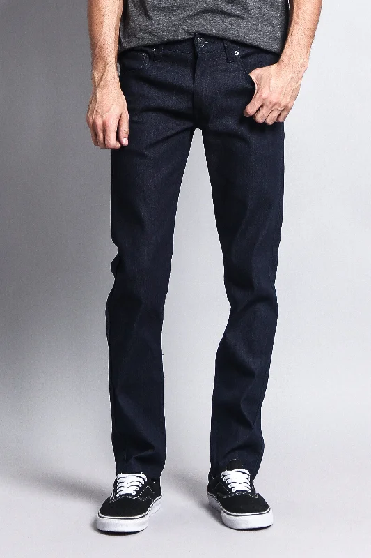 Men's Skinny Fit Raw Denim Jeans (Indigo)