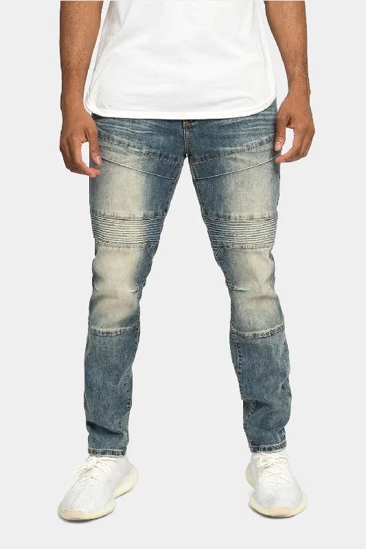 Stitch Stacked Moto Biker Denim Jeans