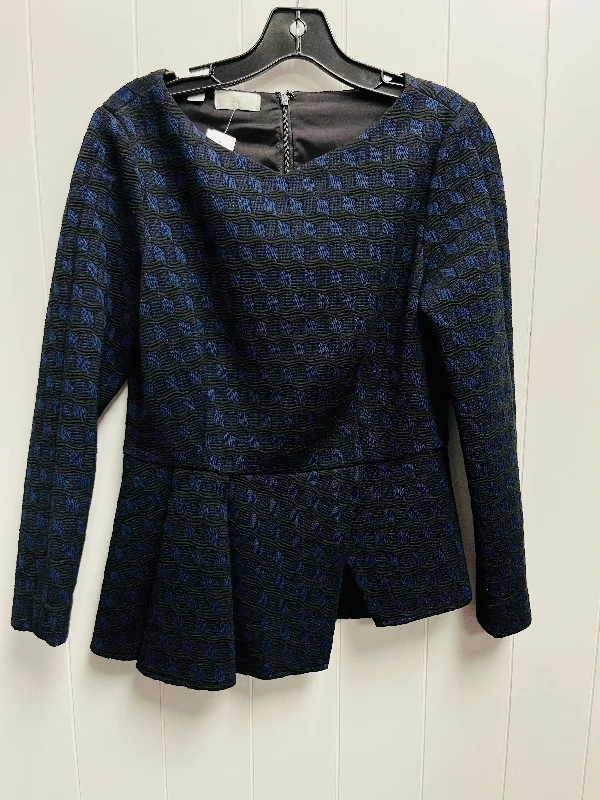 Top Long Sleeve By Carlisle In Black & Blue, Size: 8