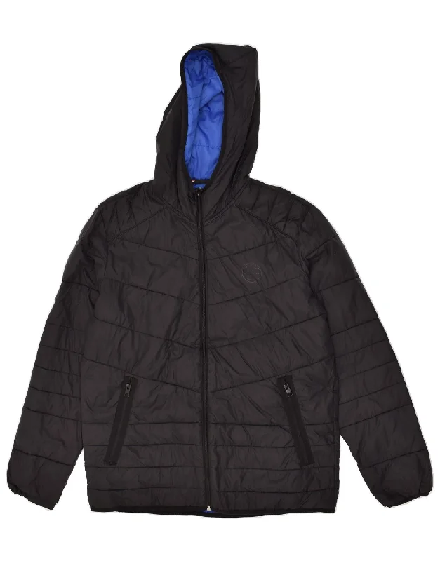 JACK & JONES Mens Hooded Padded Jacket UK 40 Large Black Nylon