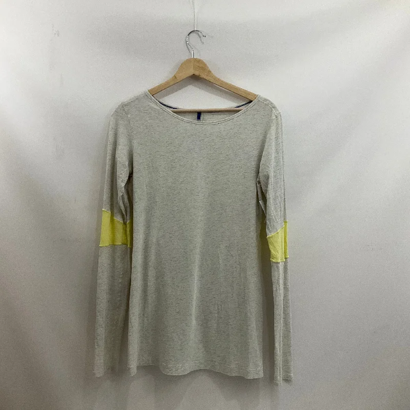 Athletic Top Long Sleeve Collar By Lululemon In White & Yellow, Size: 6