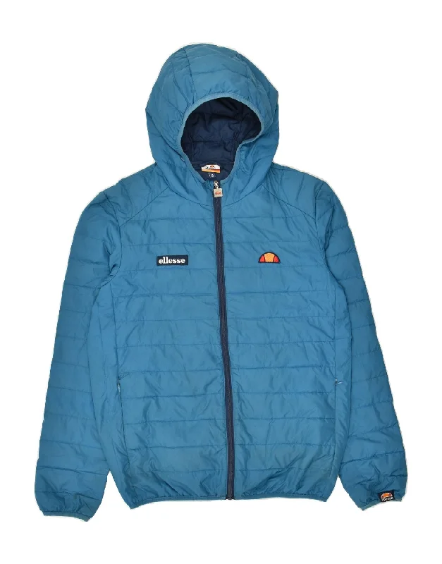 ELLESSE Mens Hooded Padded Jacket UK 36 Small Blue Polyester