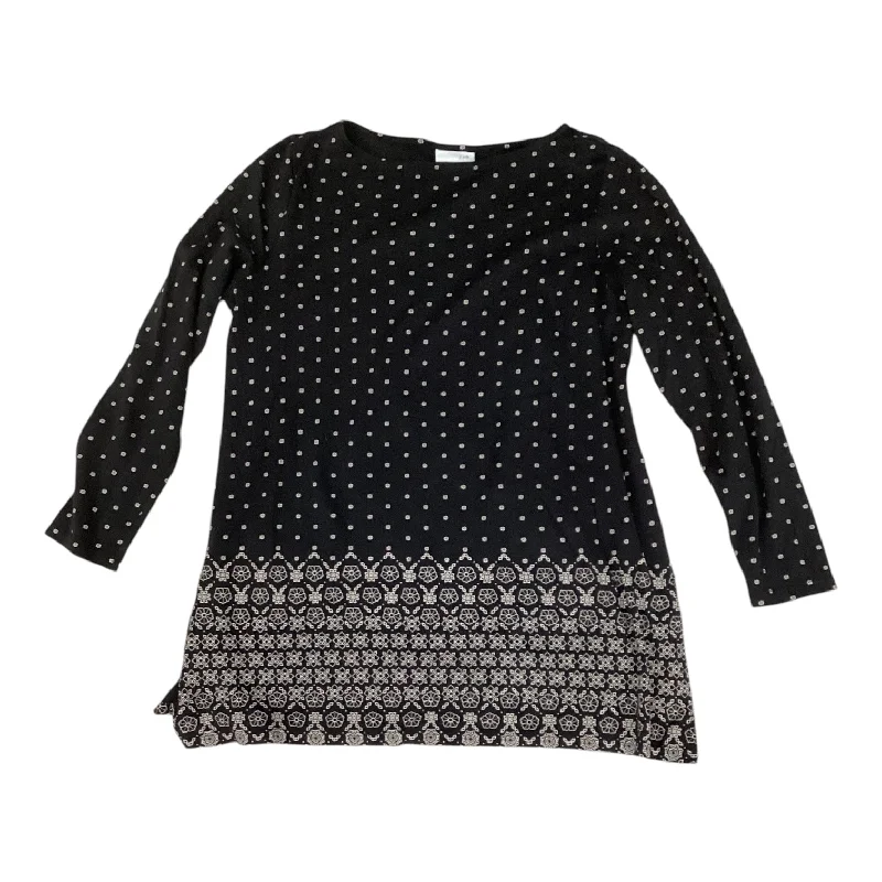 Top Long Sleeve By J. Jill In Black & Tan, Size: M