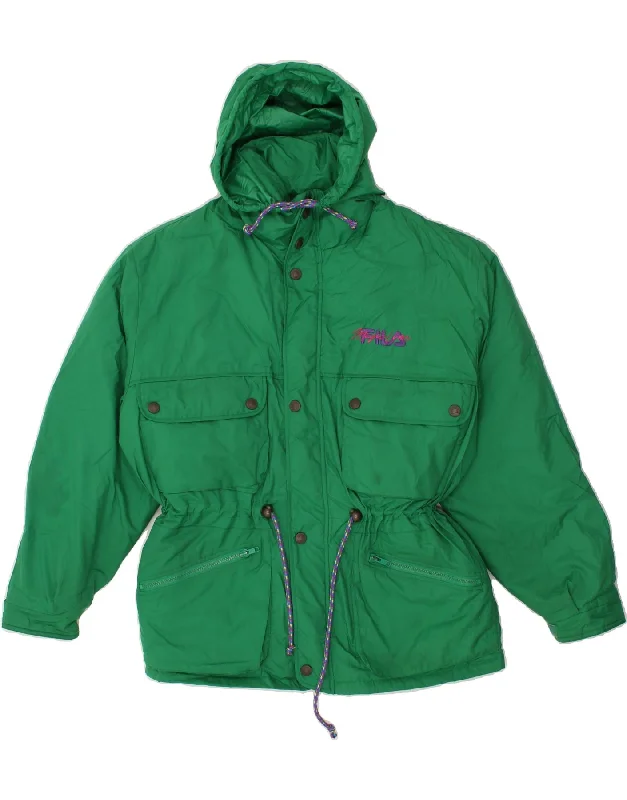 FILA Mens Hooded Windbreaker Jacket UK 36 Small Green Polyester