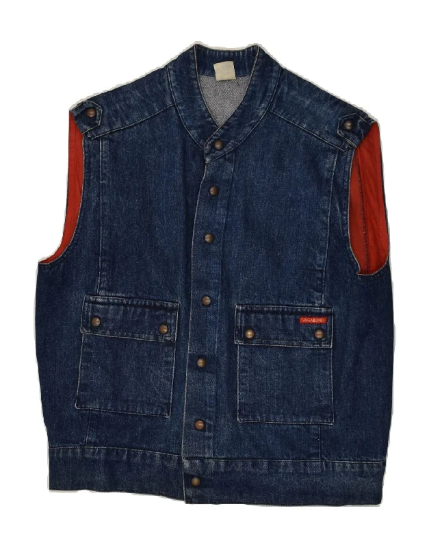 VAGABOND Mens Denim Gilet IT 50 Large Navy Blue Cotton