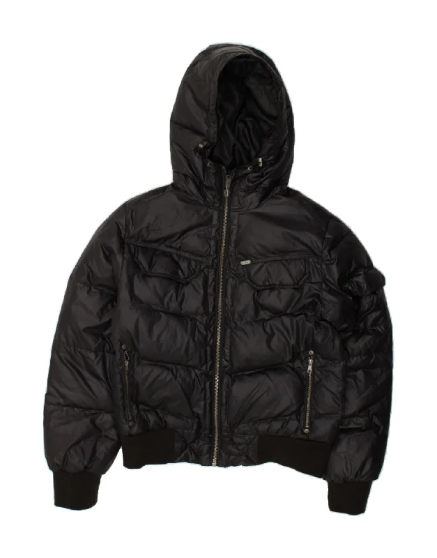 LEE Mens Hooded Padded Jacket UK 36 Small Black Polyester