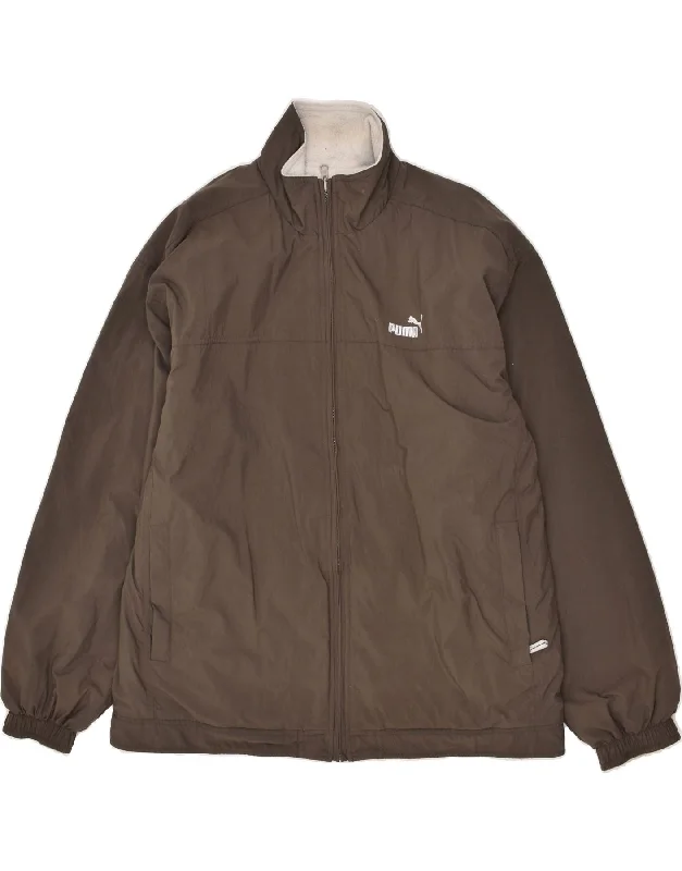 PUMA Mens Reversible Bomber Jacket UK 38 Medium Brown Nylon