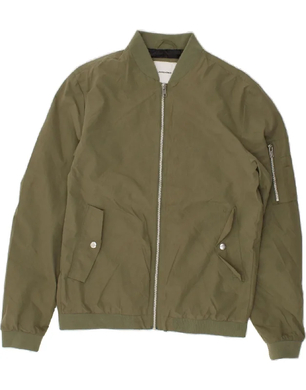 JACK & JONES Mens Bomber Jacket UK 36 Small Khaki